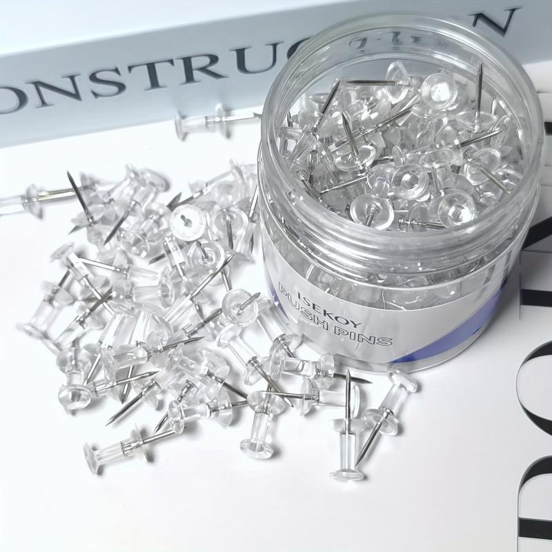 100pcs Clear Push Pins Bulletin Board Thumb Tacks Home Office Craft Projects