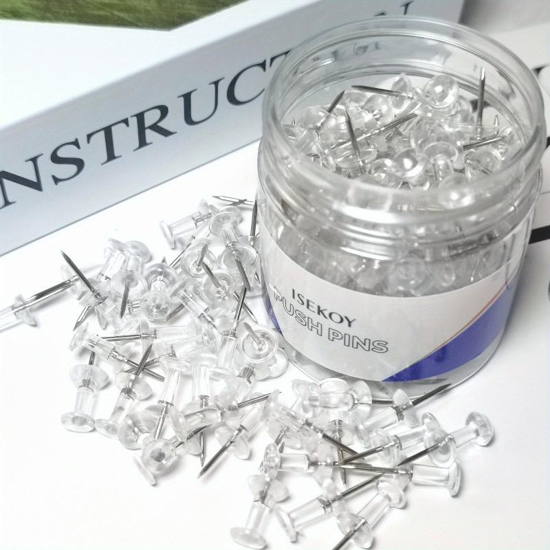 100pcs Clear Push Pins Bulletin Board Thumb Tacks Home Office Craft Projects