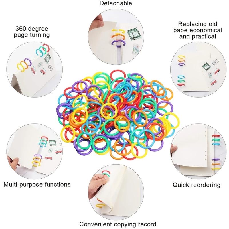 50pcs 0.5/0.3cm Plastic Loose Leaf Binder Rings for Organization
