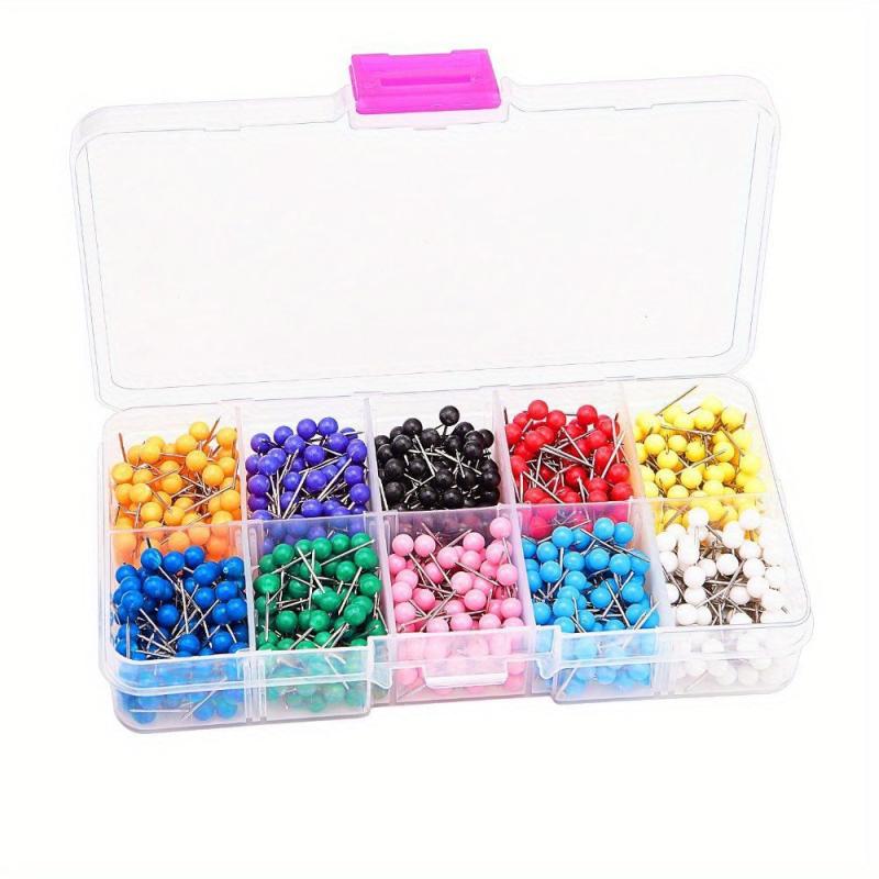 1000 Assorted Round Head Push Pins Map Tacks