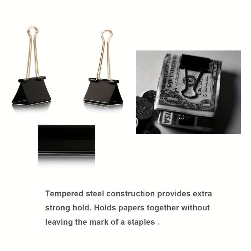 6pcs Binder Clips Paper Clamp Set 6 Sizes 4 Colors