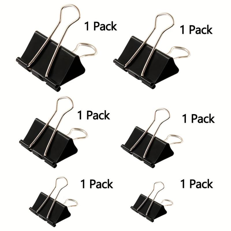 6pcs Binder Clips Paper Clamp Set 6 Sizes 4 Colors