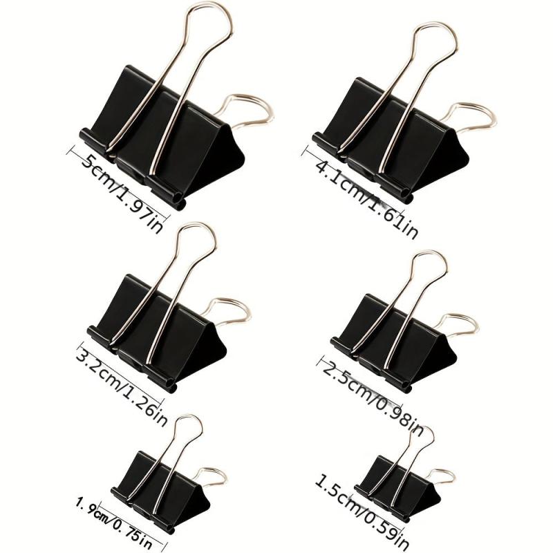 6pcs Binder Clips Paper Clamp Set 6 Sizes 4 Colors