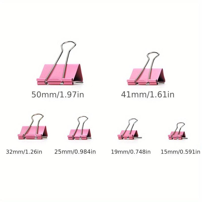 6pcs Binder Clips Paper Clamp Set 6 Sizes 4 Colors