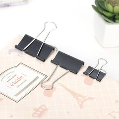 12pcs Metal Paper Clips 15-51mm Binder Clips Grip Clamps Office Stationery