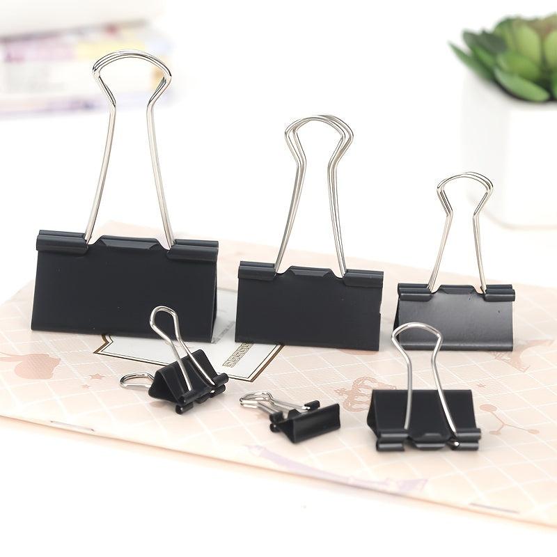 12pcs Metal Paper Clips 15-51mm Binder Clips Grip Clamps Office Stationery
