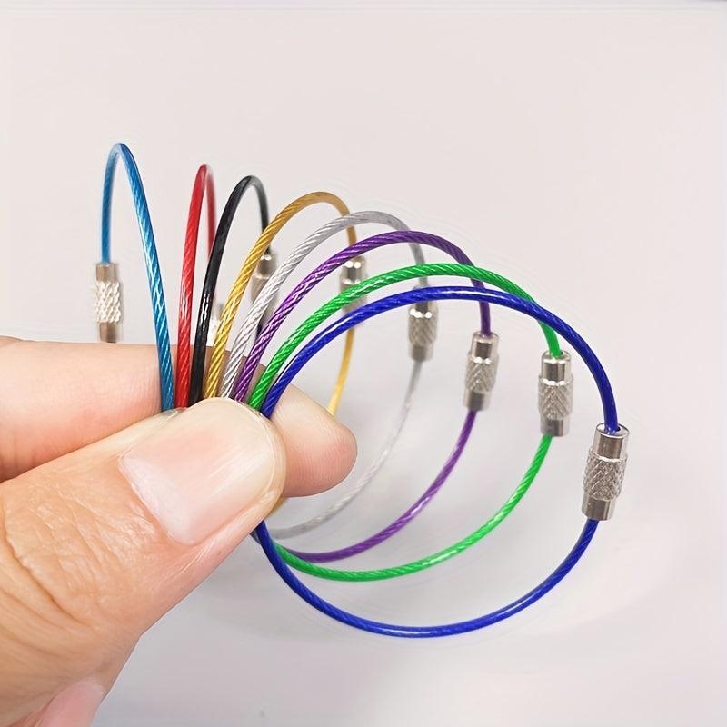 Stainless Steel Keychain Key Ring Outdoor Cable Key Holder Screw Lock Camping