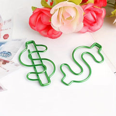 10pcs Green Dollar Paper Clips for Office & Wedding Decor