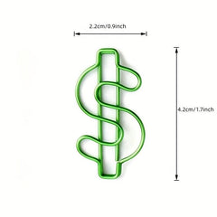 10pcs Green Dollar Paper Clips for Office & Wedding Decor