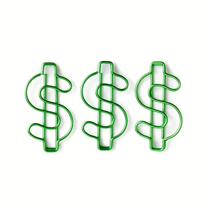 10pcs Green Dollar Paper Clips for Office & Wedding Decor