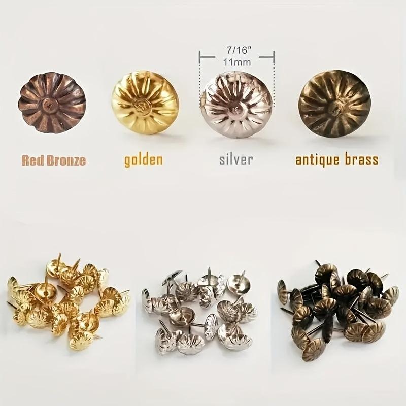 200pc 11x16mm Golden Upholstery Nail Jewelry Gift Wine Case Sofa Decor Tack Stud