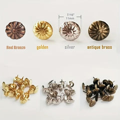 200pc 11x16mm Golden Upholstery Nail Jewelry Gift Wine Case Sofa Decor Tack Stud