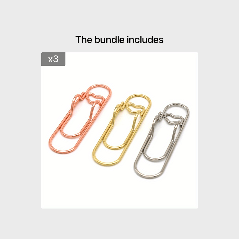 3pc Metal Pen Clips Functional Stationery Tool for Notebooks Journals Planners