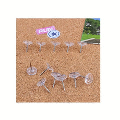 150 Clear Thumb Tacks for Wall Hangings Plastic Push Pins for Cork Board