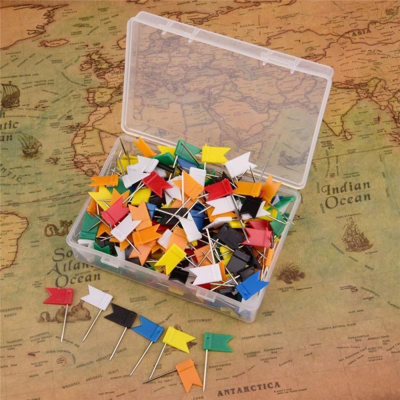 100pcs Multicolor Flags Push Pins Marking Thumbtack DIY Patchwork Map Pins