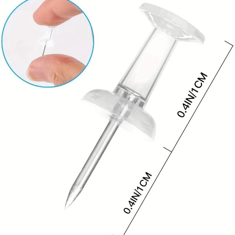 120pcs Clear Plastic Head Push Pins Tacks for Wall Corkboard Map Calendar Photo