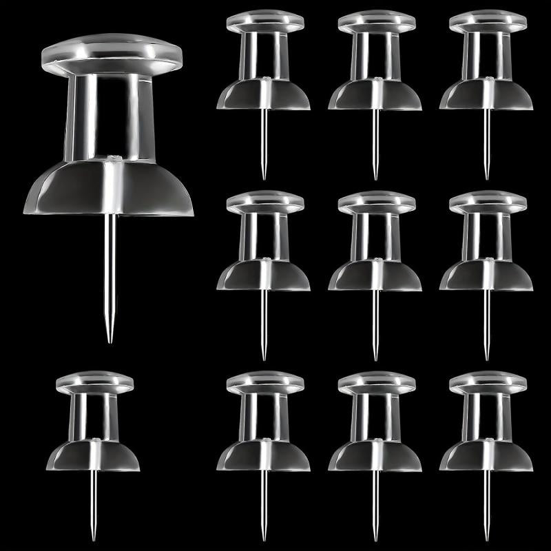 120pcs Clear Plastic Head Push Pins Tacks for Wall Corkboard Map Calendar Photo