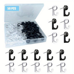50 PCS Plastic Head Push Pin Hooks for Bulletin Board Home Wall