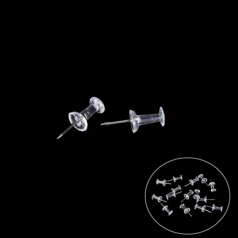 100 Pcs Transparent Plastic Nails Corkboard Office School Supplies