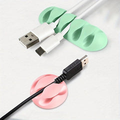 5pcs Desktop Yellow Fixing Clip Wire Organizer Self Adhesive Data Cable Storage