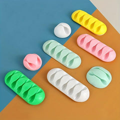 5pcs Desktop Yellow Fixing Clip Wire Organizer Self Adhesive Data Cable Storage