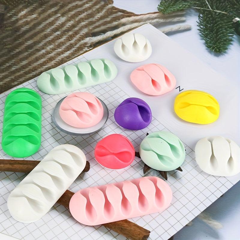 5pcs Desktop Yellow Fixing Clip Wire Organizer Self Adhesive Data Cable Storage