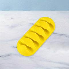 5pcs Desktop Yellow Fixing Clip Wire Organizer Self Adhesive Data Cable Storage