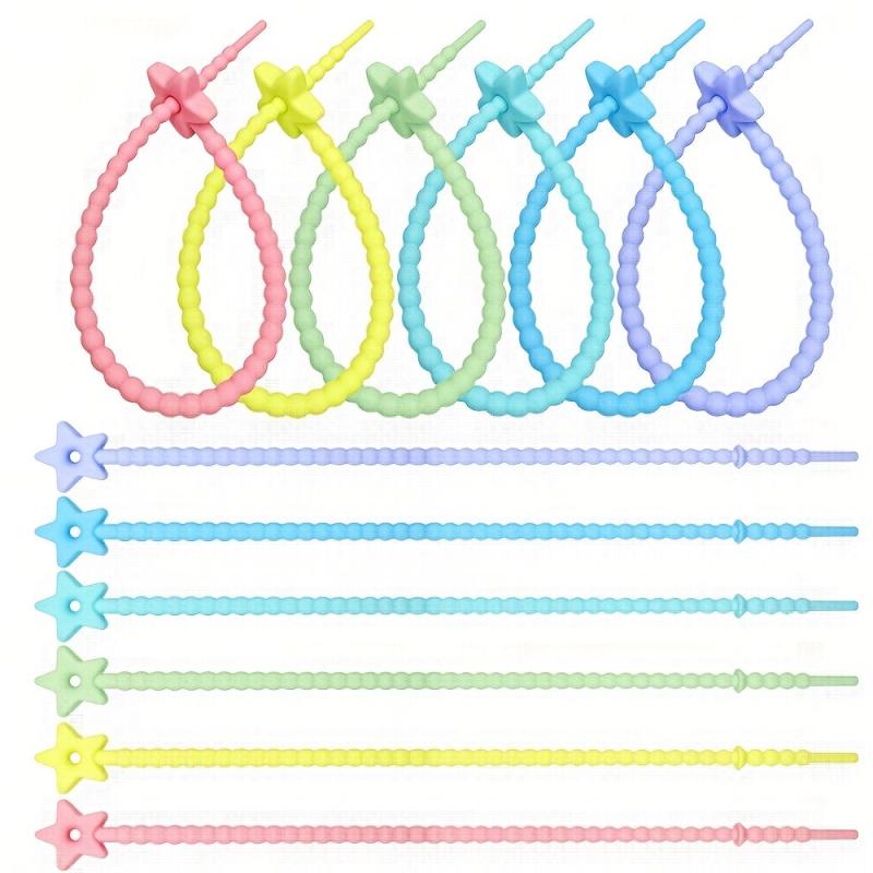 5pcs Gradient Silicone Cable Tie Keychain Data Cable Winder Random