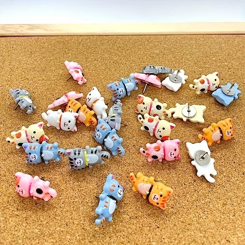 30 Long Tailed Cat Push Pins - Cute Thumbtacks for Bulletin Boards