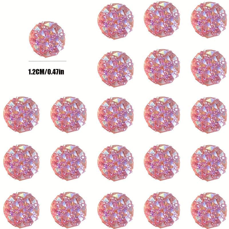 30pcs Pink Glitter Crystal Head Map Tacks for Home Office Classroom Use