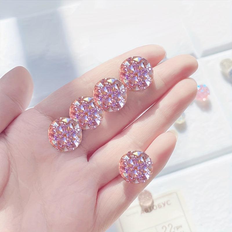 30pcs Pink Glitter Crystal Head Map Tacks for Home Office Classroom Use