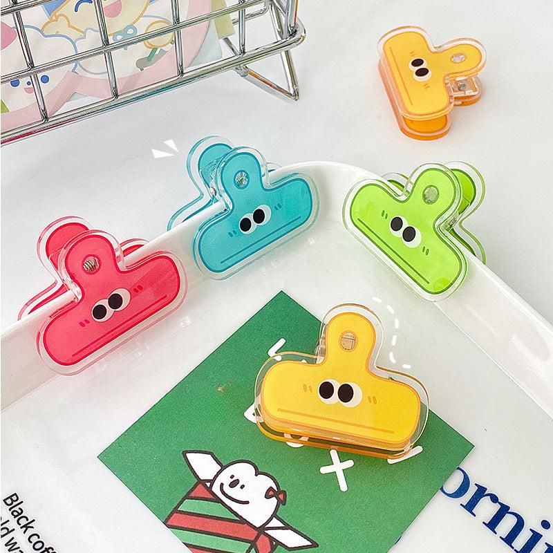 4pcs Cartoon Heartbeat Student Clip Transparent Candy Ticket Clip