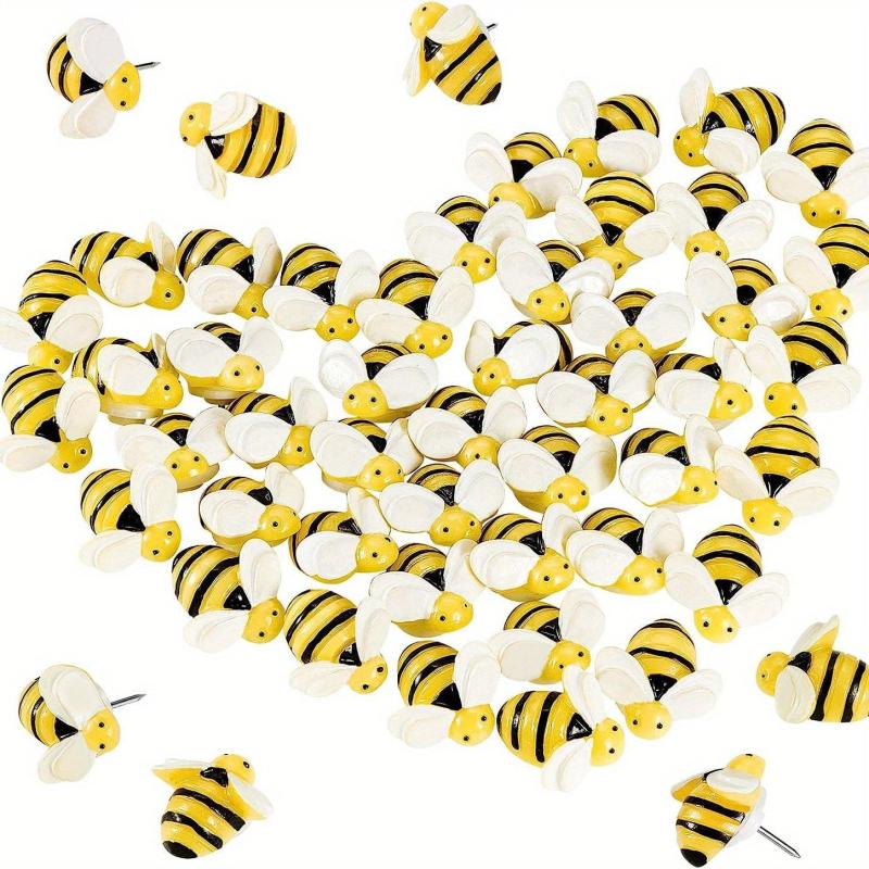 Bee Pins 30pcs Push Pins for Cork Board Decorative Thumb Tacks