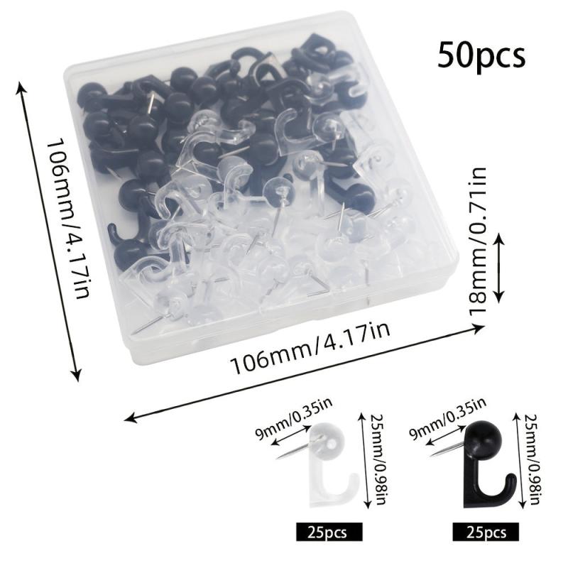 50pcs Clear Push Pin Hooks Plastic Heads Cork Board Hooks Decorative Thumb Tacks