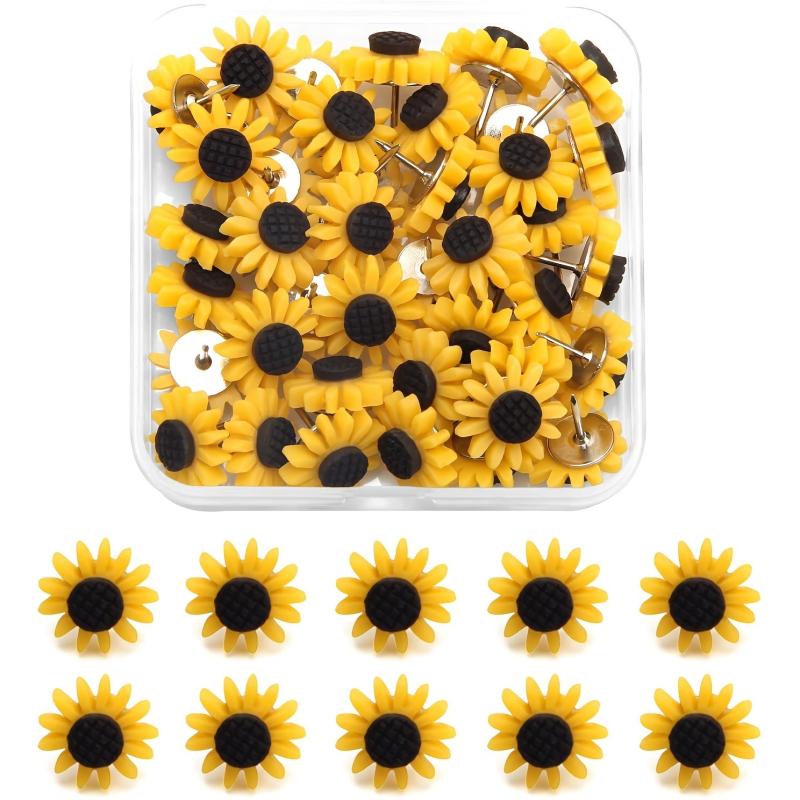 Sunflower Push Pins 30pcs Decorative Flower Cork Board Tacks