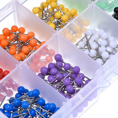 600pcs Push Pins Map Tacks 2.54cm Round Head 10 Colors in Container