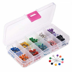 600pcs Push Pins Map Tacks 2.54cm Round Head 10 Colors in Container
