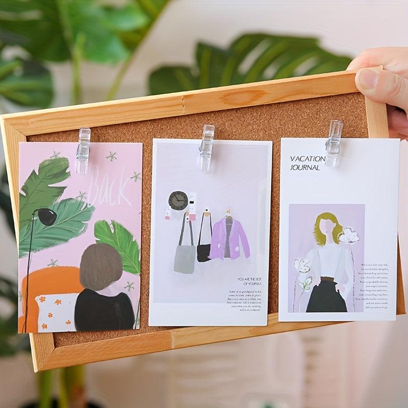 20pcs Transparent Plastic Clip Push Pins Softwood Board Photo Wall Decoration