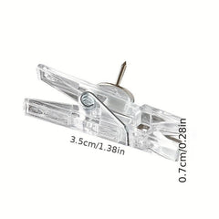 20pcs Transparent Plastic Clip Push Pins Softwood Board Photo Wall Decoration
