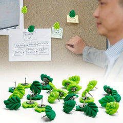 30pcs Leaf Shaped Drawing Pins For Bulletin Boards Office School Supplies