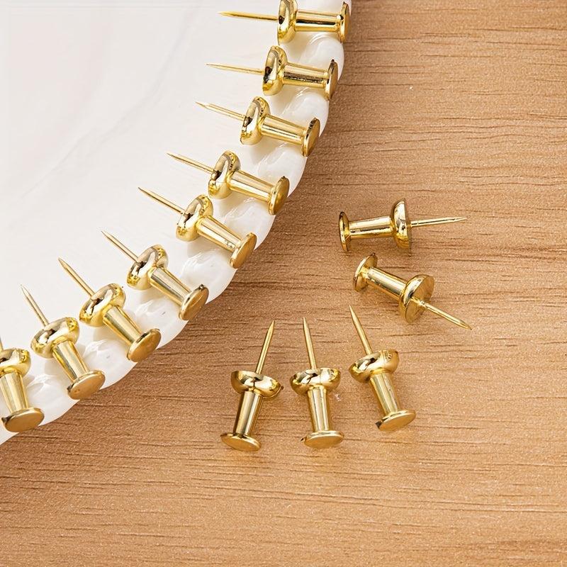 100pcs Golden Push Pins Standard Plastic Golden Thumb Tacks For Bulletin Board