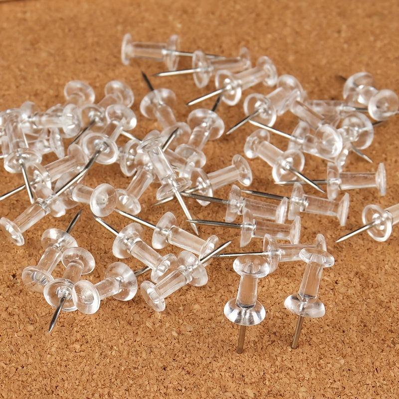200 Clear Plastic Tips Push Pins with Steel Tips