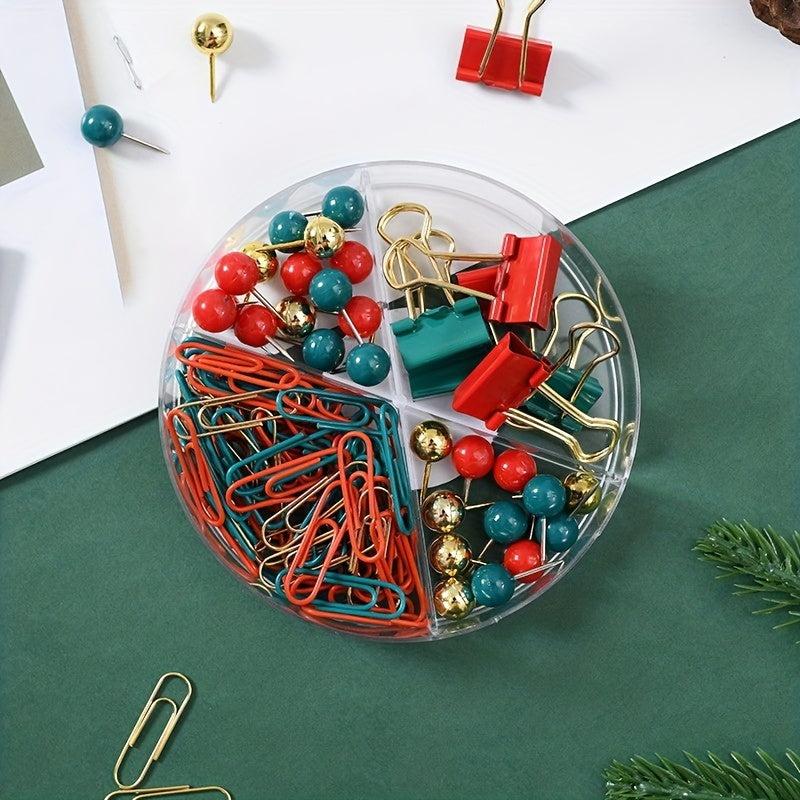 Christmas Office Stationery Set - Paper Clips, Binder Clips, School Supplies