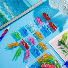 30 Colorful Push Pin Clips for Bulletin Board - Plastic Tacks
