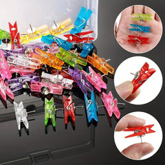 30 Colorful Push Pin Clips for Bulletin Board - Plastic Tacks