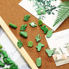 Wooden Cactus Decorative Thumbtacks Map Pins for Cork Bulletin Board Wall