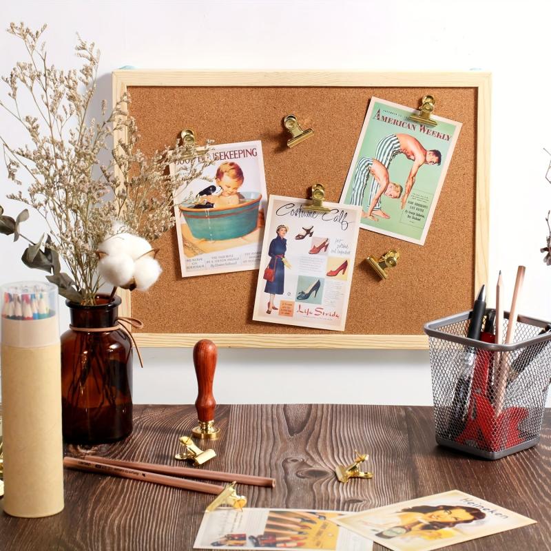 20pcs Golden Push Pins Clips Thumb Tacks With Clips Cork Board Tacks