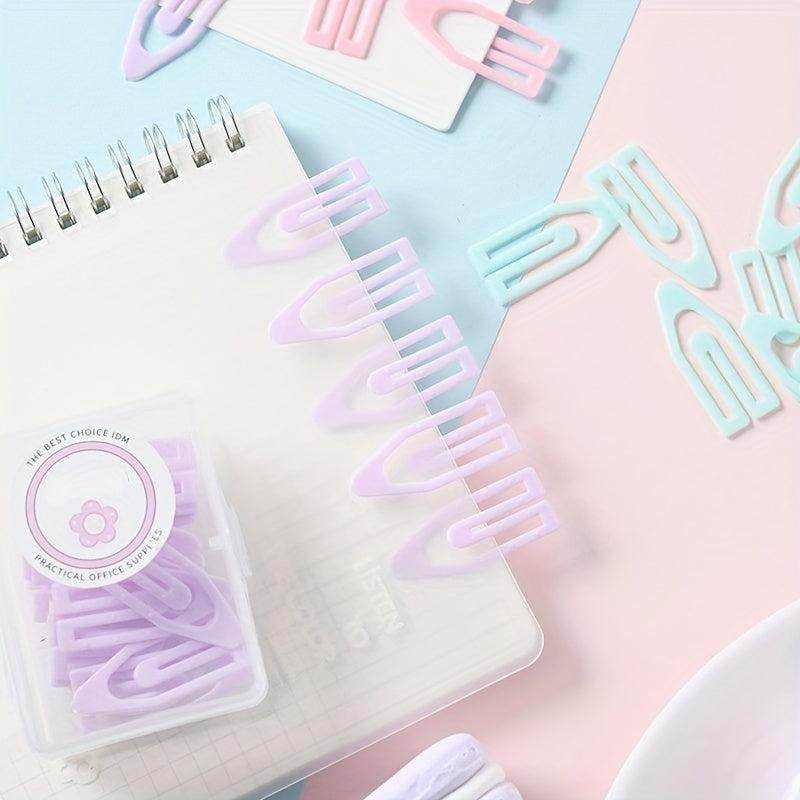 20pcs Macaron Boat Type Paper Clip Small Fresh Creative Box Size Pin Metal