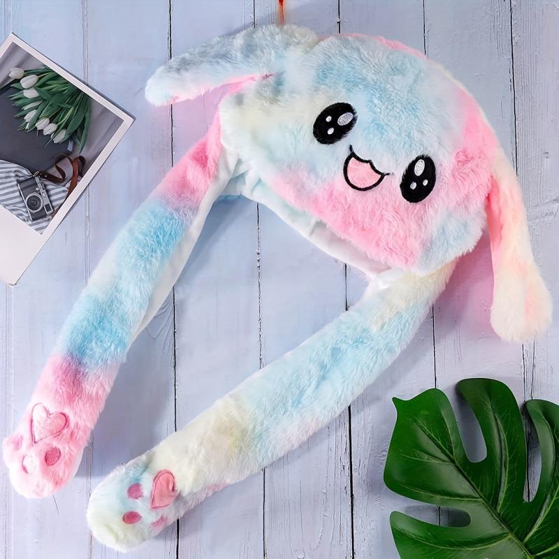 Rabbit Ears Hat for Women Plush Animal Hat with Jumping