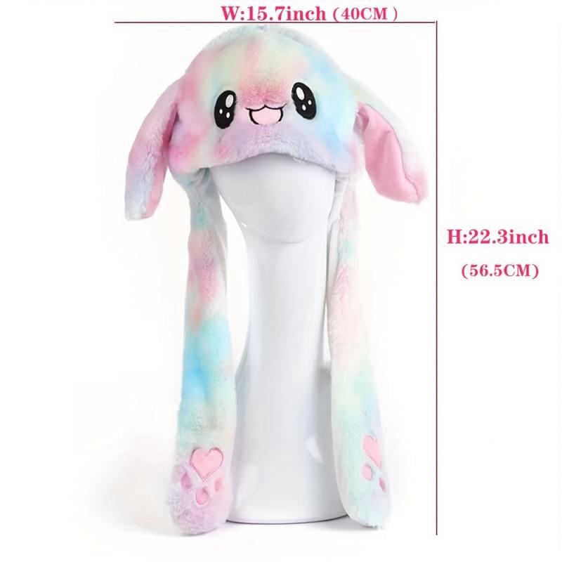 Rabbit Ears Hat for Women Plush Animal Hat with Jumping